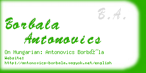 borbala antonovics business card